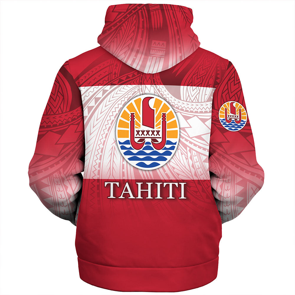 Tahiti Sherpa Hoodie - Flag Color With Traditional Patterns