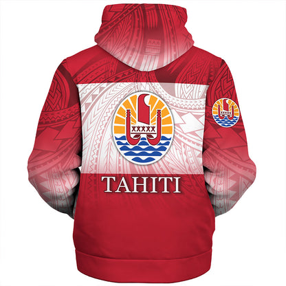Tahiti Sherpa Hoodie - Flag Color With Traditional Patterns