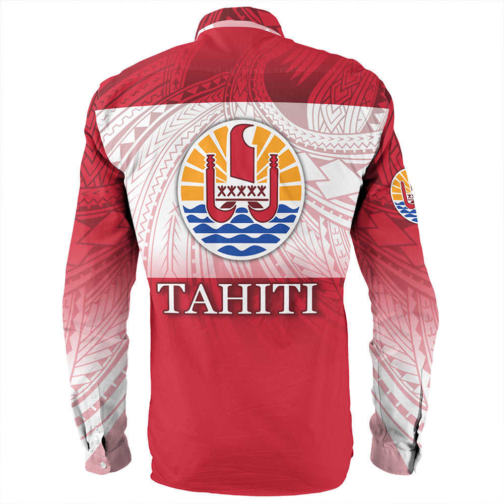 Tahiti Long Sleeve Shirt - Flag Color With Traditional Patterns