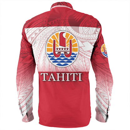 Tahiti Long Sleeve Shirt - Flag Color With Traditional Patterns