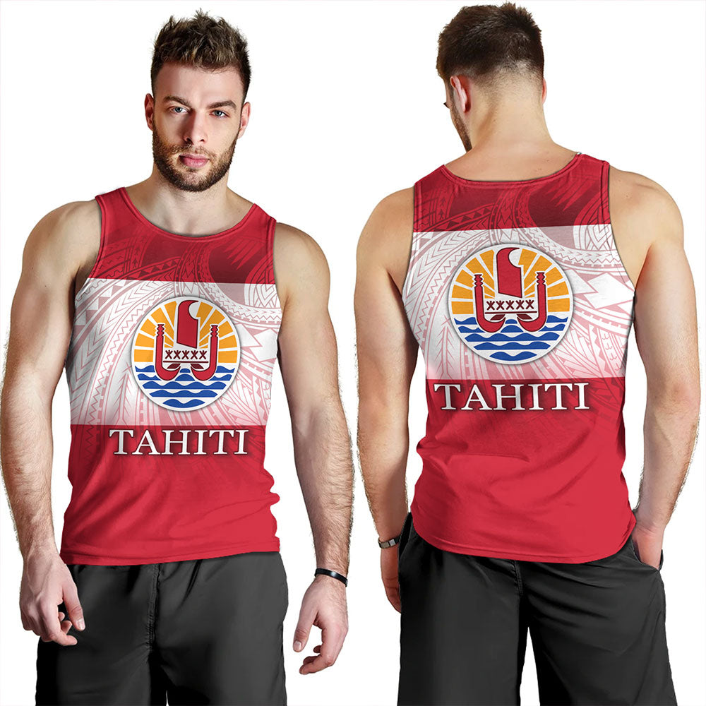Tahiti Tank Top - Flag Color With Traditional Patterns