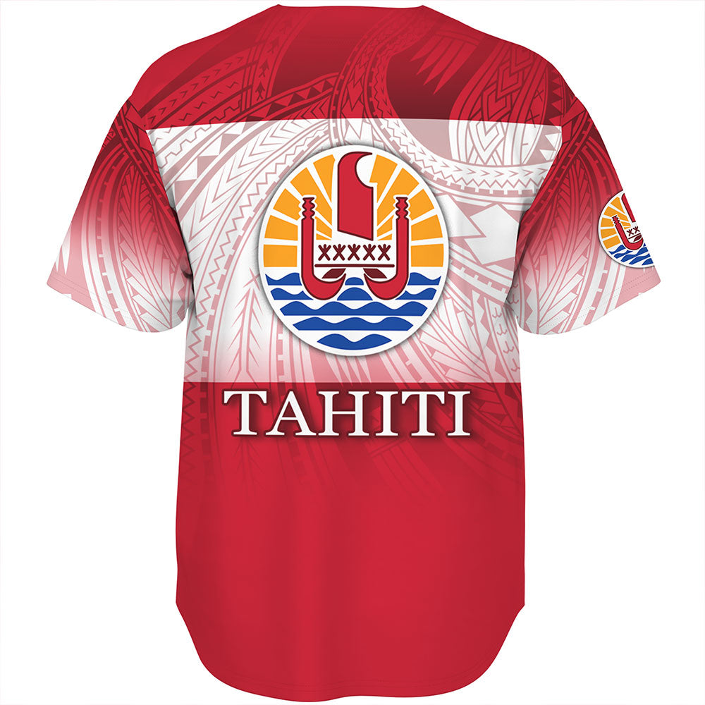 Tahiti Baseball Shirt - Flag Color With Traditional Patterns