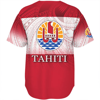 Tahiti Baseball Shirt - Flag Color With Traditional Patterns