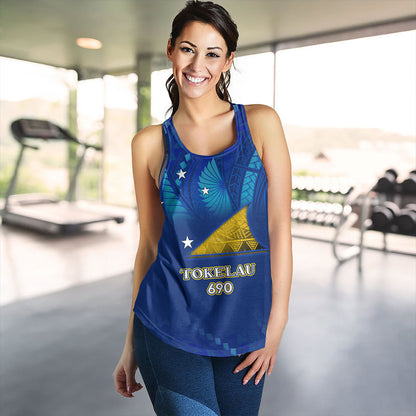 Tokelau Women Tank Flag Color With Traditional Patterns