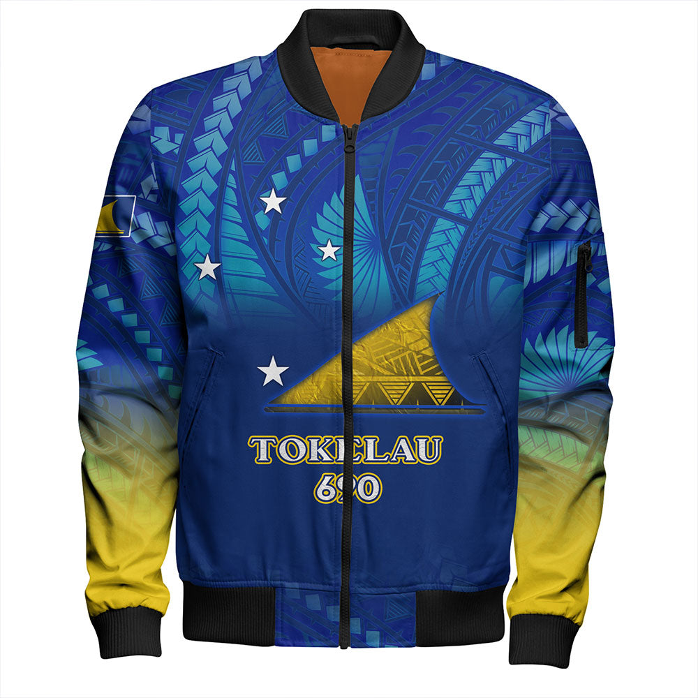 Tokelau Bomber Jacket Flag Color With Traditional Patterns