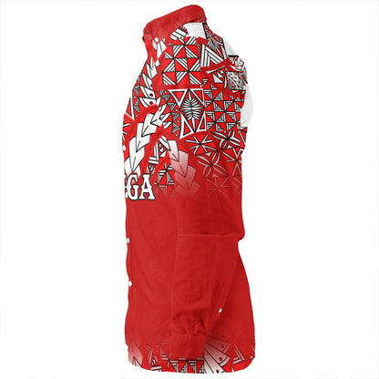 Tonga Long Sleeve Shirt  -Tonga Flag Color With Traditional Patterns
