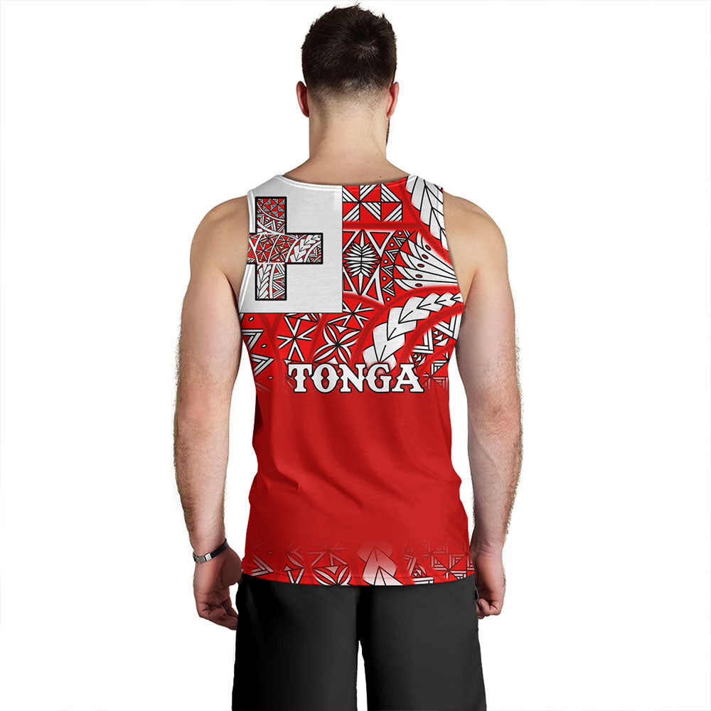 Tonga Tank Top - Tonga Flag Color With Traditional Patterns