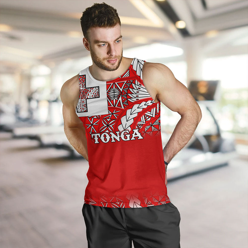Tonga Tank Top - Tonga Flag Color With Traditional Patterns
