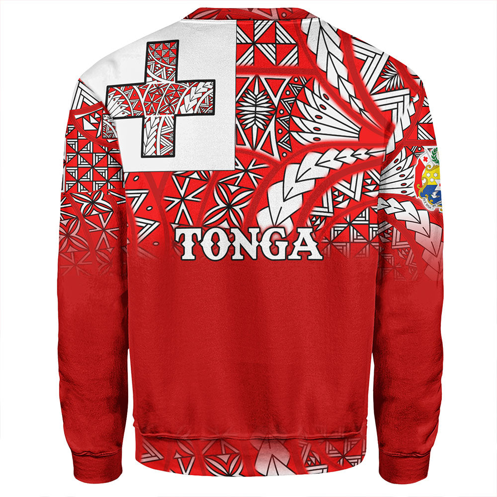 Tonga Sweatshirt - Tonga Flag Color With Traditional Patterns