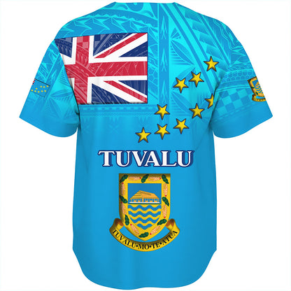 Tuvalu Baseball Shirt Flag Color With Traditional Patterns