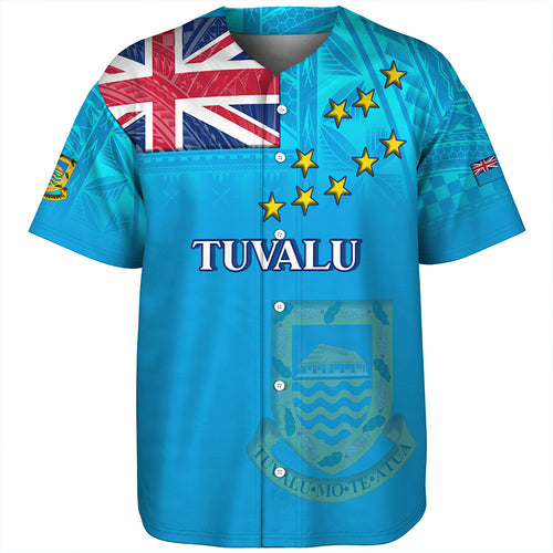 Tuvalu Baseball Shirt Flag Color With Traditional Patterns