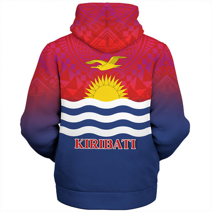 Kiribati Sherpa Hoodie Flag Color With Traditional Patterns