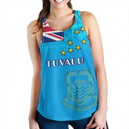 Tuvalu Women Tank Flag Color With Traditional Patterns