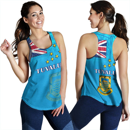 Tuvalu Women Tank Flag Color With Traditional Patterns