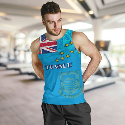 Tuvalu Tank Top Flag Color With Traditional Patterns