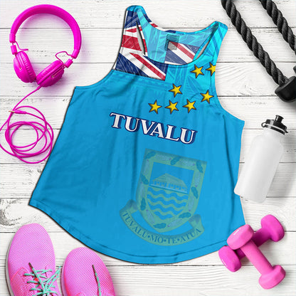 Tuvalu Women Tank Flag Color With Traditional Patterns