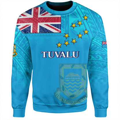 Tuvalu Sweatshirt Flag Color With Traditional Patterns