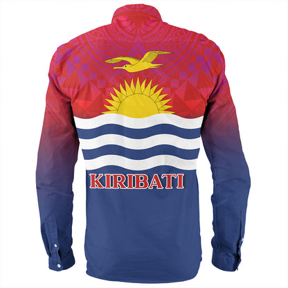 Kiribati Long Sleeve Shirt Flag Color With Traditional Patterns