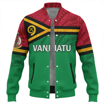 Vanuatu Baseball Jacket - Flag Color With Traditional Patterns
