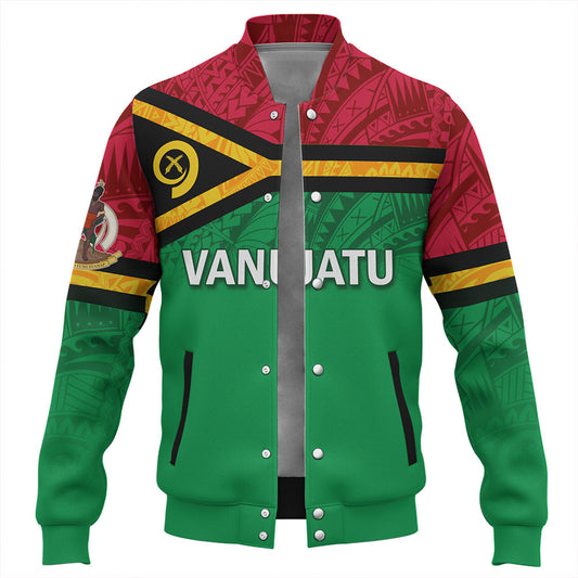 Vanuatu Baseball Jacket - Flag Color With Traditional Patterns