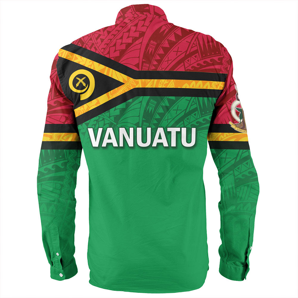 Vanuatu Long Sleeve Shirt - Flag Color With Traditional Patterns