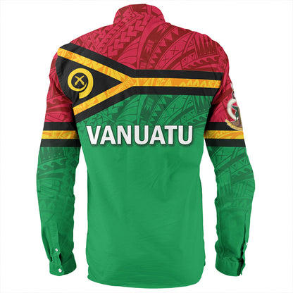 Vanuatu Long Sleeve Shirt - Flag Color With Traditional Patterns
