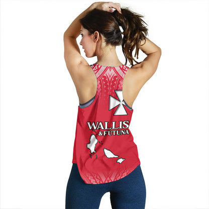 Wallis And Futuna Women Tank Flag Color With Traditional Patterns