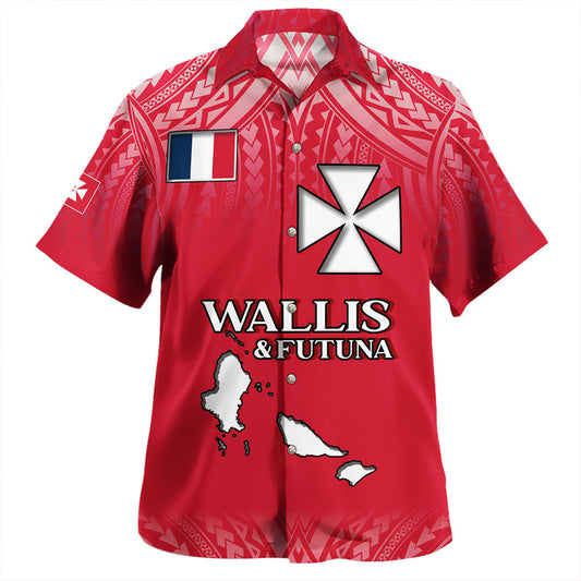 Wallis And Futuna Hawaiian Shirt Flag Color With Traditional Patterns