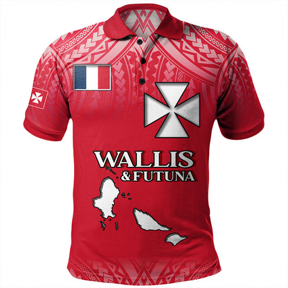 Wallis And Futuna Polo Shirt Flag Color With Traditional Patterns