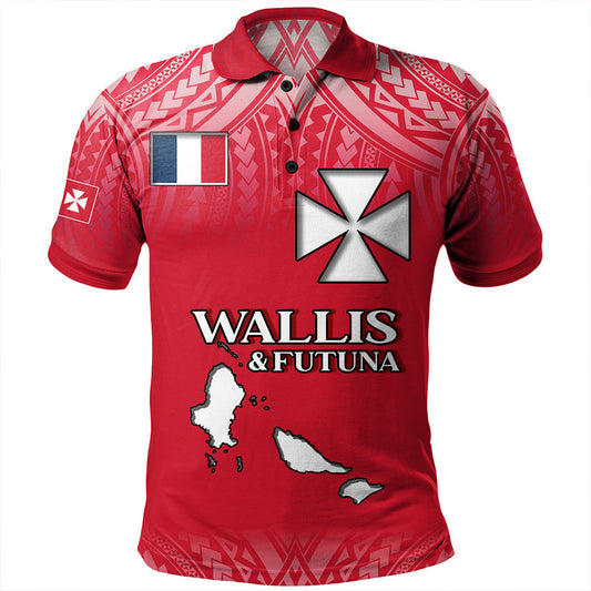 Wallis And Futuna Polo Shirt Flag Color With Traditional Patterns