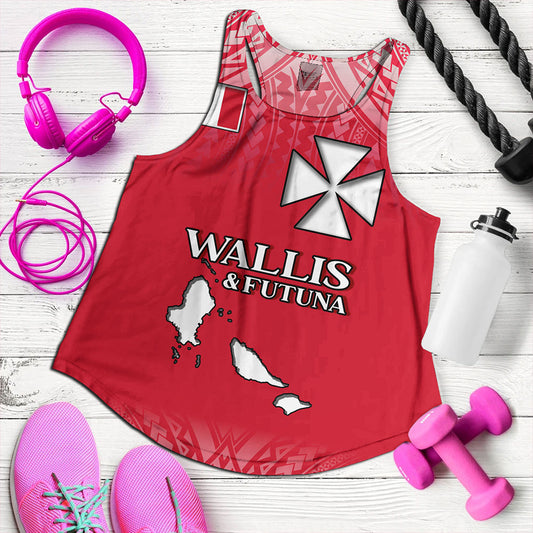Wallis And Futuna Women Tank Flag Color With Traditional Patterns