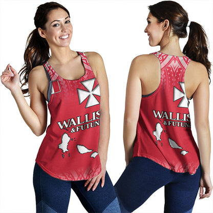 Wallis And Futuna Women Tank Flag Color With Traditional Patterns