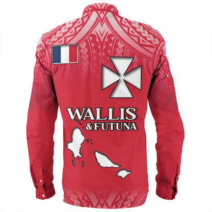 Wallis And Futuna Long Sleeve Shirt Flag Color With Traditional Patterns
