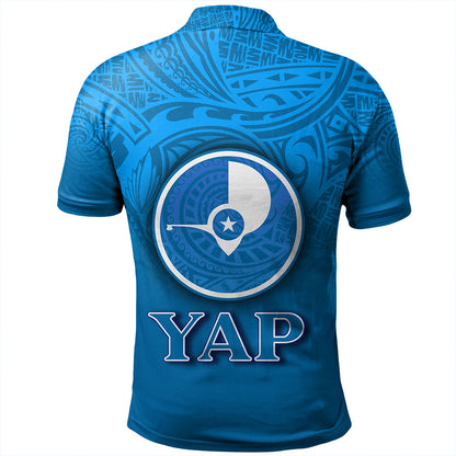 Yap State Polo Shirt Flag Color With Traditional Patterns