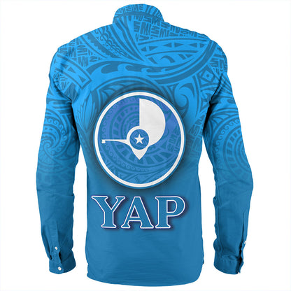 Yap State Long Sleeve Shirt Flag Color With Traditional Patterns