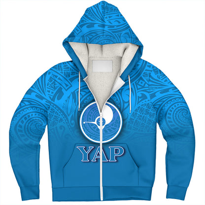 Yap State Sherpa Hoodie Flag Color With Traditional Patterns