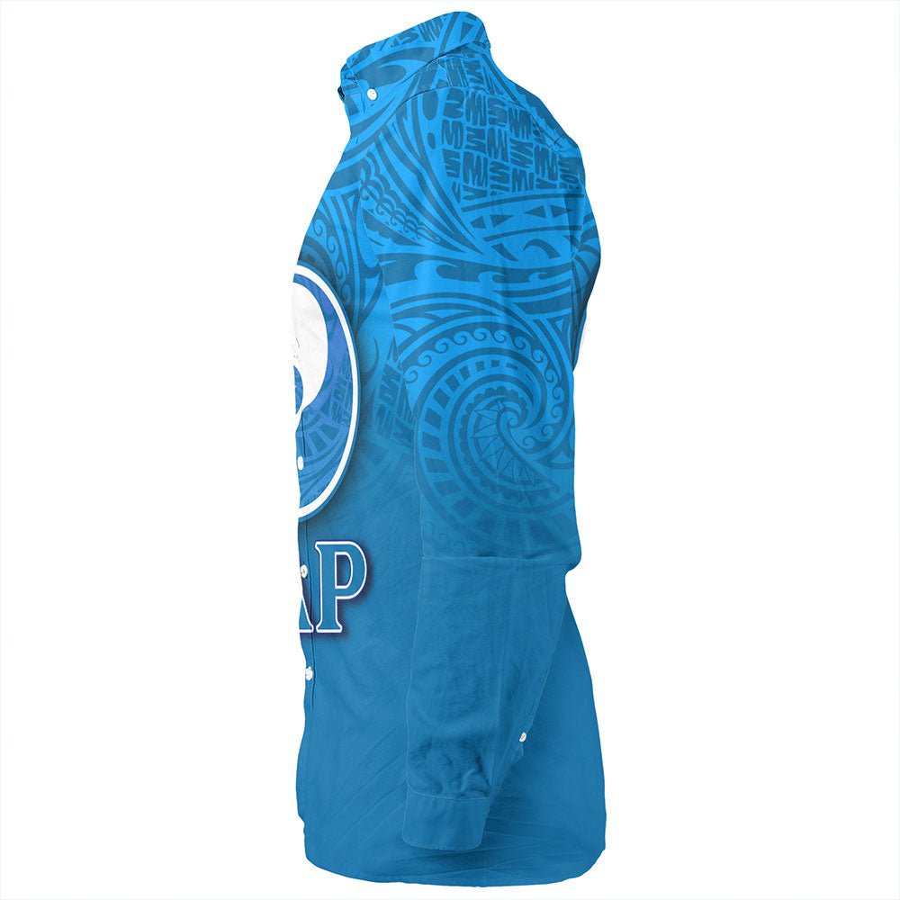 Yap State Long Sleeve Shirt Flag Color With Traditional Patterns