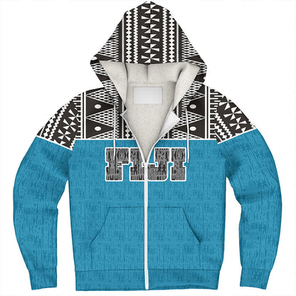 Fiji Sherpa Hoodie Fijian Tapa Pattern