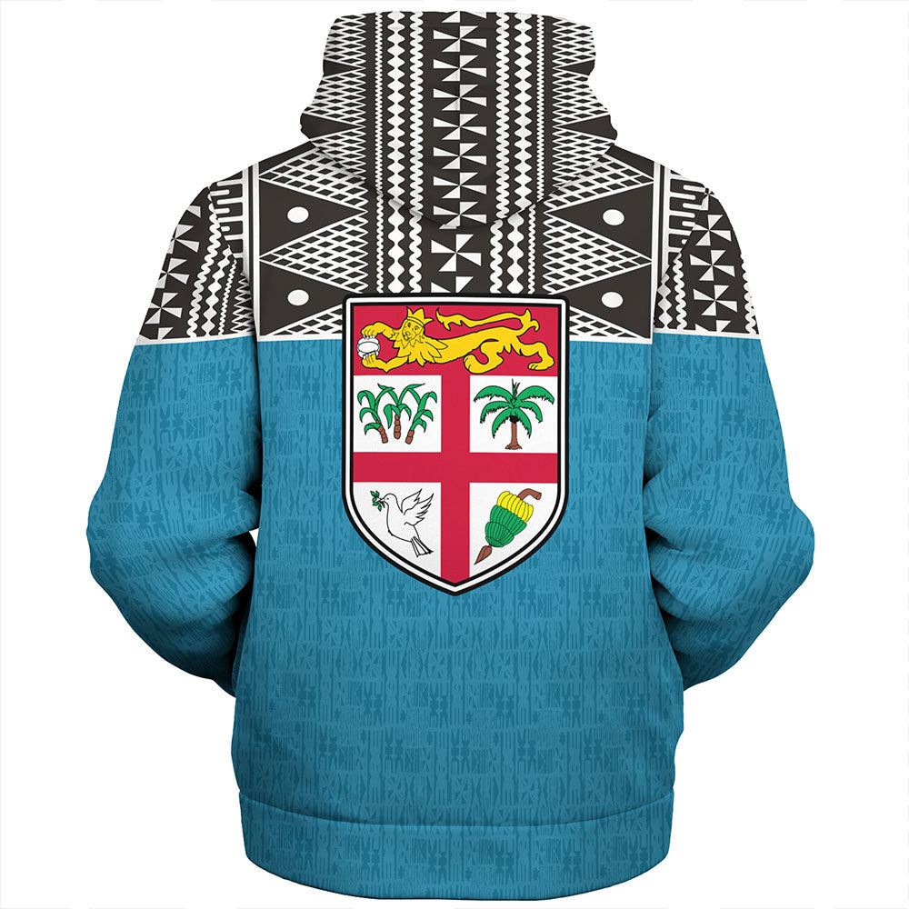 Fiji Sherpa Hoodie Fijian Tapa Pattern