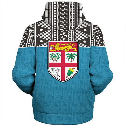 Fiji Sherpa Hoodie Fijian Tapa Pattern