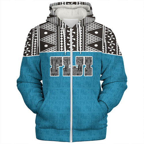 Fiji Sherpa Hoodie Fijian Tapa Pattern