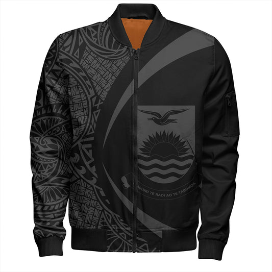 Kiribati Bomber Jacket Coat Of Arm Lauhala Gray Circle
