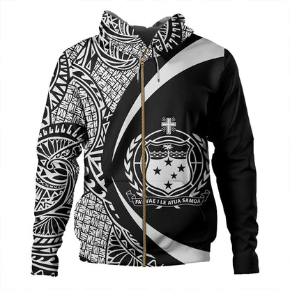Samoa Hoodie Coat Of Arm Lauhala White Circle