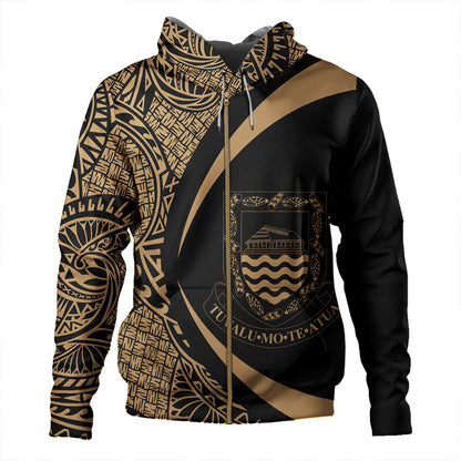Tuvalu Hoodie Coat Of Arm Lauhala Gold Circle