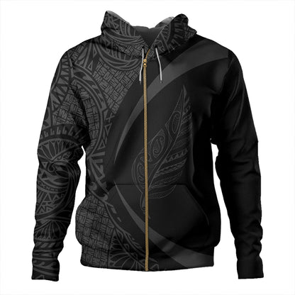 New Zealand Hoodie Silver Fern Lauhala Gray Circle