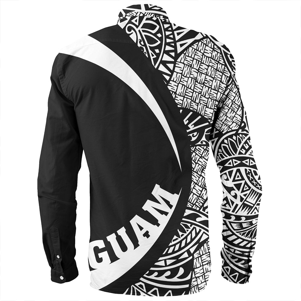Guam Long Sleeve Shirt Coat Of Arm Lauhala White Circle