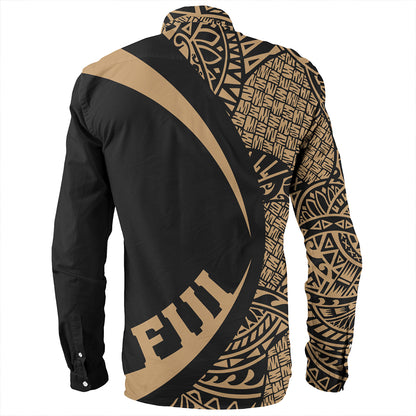 Fiji Long Sleeve Shirt Coat Of Arm Lauhala Gold Circle