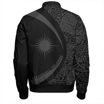 Marshall Islands Bomber Jacket Coat Of Arm Lauhala Gray Circle