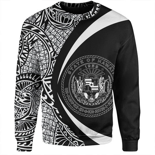 Hawaii Sweatshirt Coat Of Arm Lauhala White Circle