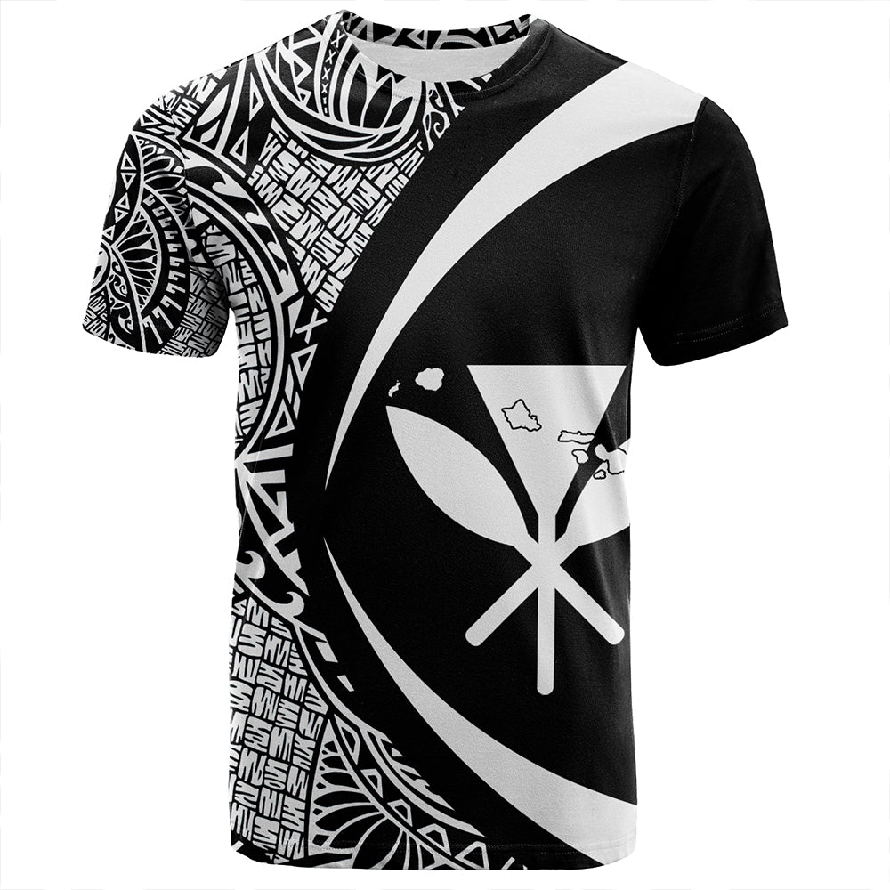 Hawaii T-Shirt Kanaka Maoli Hawaiian Map Lauhala White Circle